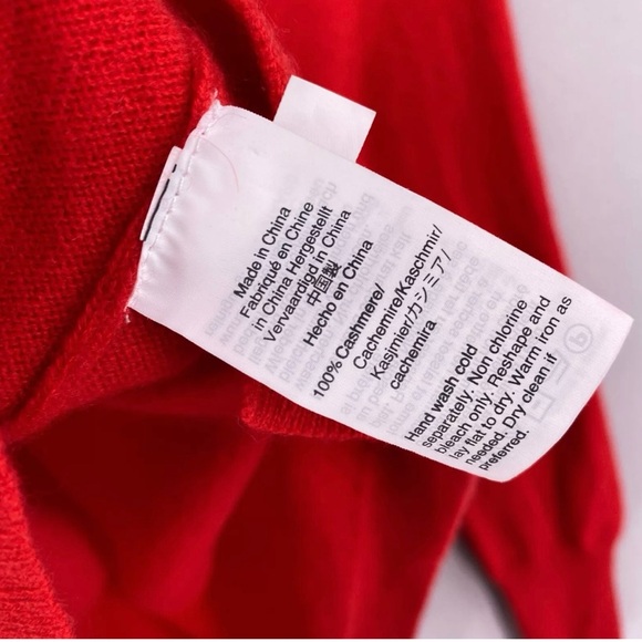 J Crew 100% Cashmere Crewneck Red Leopard Heart Pullover Sweater. XL - Picture 12 of 12